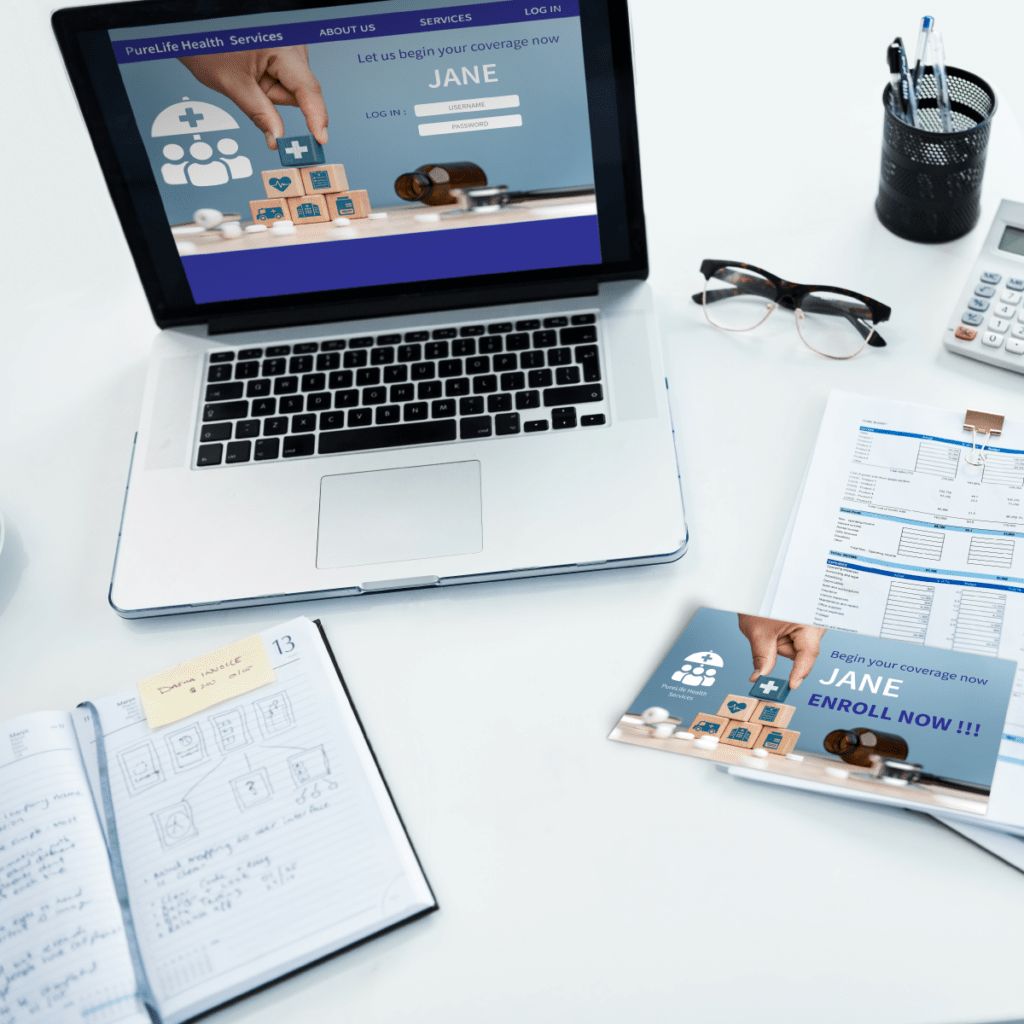 laptop showing how direct mail can enhance enrollment