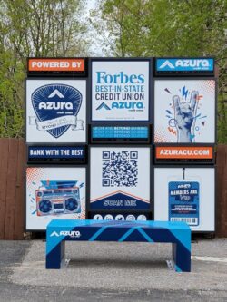 Azura Credit Union large format printing custom bench wrap